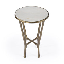Load image into Gallery viewer, 23" Distressed Marble And Aluminum Round End Table - Gold