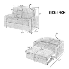 Load image into Gallery viewer, Modern Loveseat Pull Out Sofa Bed With Adjustable Backrest, Two Cup Holders, A Phone Holder, Three Charging Ports And Side Storage Pockets For Living Room
