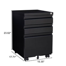 Load image into Gallery viewer, Contemporary 3 Drawer Mobile Filing Cabinet With Lock, Metal Office Storage For Legal / Letter Size