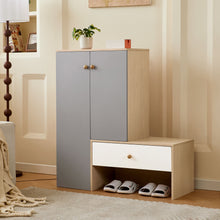 Load image into Gallery viewer, Modern Multi Functional Shoe Storage Bench & Cabinets With Adjustable Shelves - Gray / Natural Wood / White