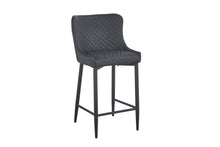 Load image into Gallery viewer, 30" Faux Leather And Metal Low Back Bar Height Bar Chairs (Set of 2) - Gray / Black