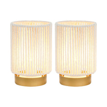 Load image into Gallery viewer, 5" Battery Operated Bedside Lamps With Rope Cylinder Shades (Set of 2) - Off White