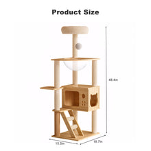 Load image into Gallery viewer, Modern Cat Tower, Wood Cat Tree Tower For Indoor Cats, Cat Tree With Sisal Covered Scratching Posts And Top Perch - Natural / White