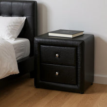 Load image into Gallery viewer, Faux Leather Two Drawer Nightstand - Black