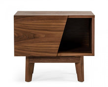 Load image into Gallery viewer, Mid Century Nightstand With One Drawer And One Shelf - Walnut Light Brown