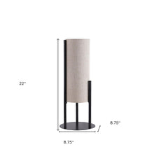 Load image into Gallery viewer, Metal Bedside Lamp With Beige Cylinder Shade - Black