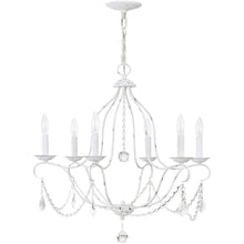 Load image into Gallery viewer, Six Light Dimmable Chandelier With Shades - Antiqued White