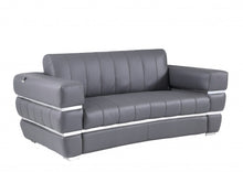 Load image into Gallery viewer, Italian Leather, Loveseat - Gray / Silver
