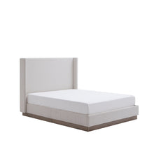 Load image into Gallery viewer, Hosford - Minimalist Upholstered Wingback Bed With Wood Base Platform