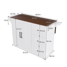 Load image into Gallery viewer, Kitchen Island Cart With Foldable Tabletop & Drop Leaf Mobile Breakfast Bar With Wood Top And Storage - White / Walnut