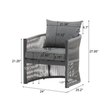 Load image into Gallery viewer, Modern Curved Aluminum Lounge Chair With Stylish Rope Weave Design And Cushioned Comfort For Outdoor