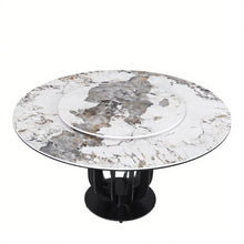 Load image into Gallery viewer, Round Dining Table With Carbon Steel Base And Lazy Susan Industrial Style - Black / White