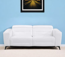 Load image into Gallery viewer, Italian Leather USB Reclining Sofa With Silver Legs - White