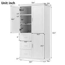 Load image into Gallery viewer, Tall And Wide Storage Cabinet With Doors, 3 Drawers