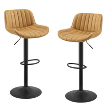 Load image into Gallery viewer, Faux Leather And Steel Swivel Low Back Adjustable Height Bar Chairs With Footrest 42" (Set of 2) - Yellow and Black