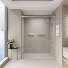 Load image into Gallery viewer, Double Sliding Shower Door, Semi-Frameless Bypass Bathroom Sliding Door With 1/4" (6 Mm) Tempered Glass For Walk-In Shower