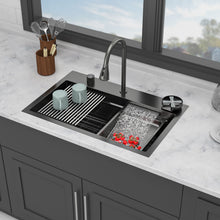 Load image into Gallery viewer, Drop In Waterfall Kitchen Sink With Pull Out Faucet & Cup Washer