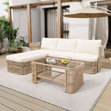 Load image into Gallery viewer, Outdoor Modular Conversation Sofa With Cushions And Coffee Table - Beige