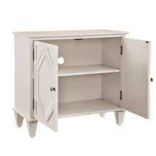Load image into Gallery viewer, Wood Carved Geometric Accent Cabinet With Two Doors - White