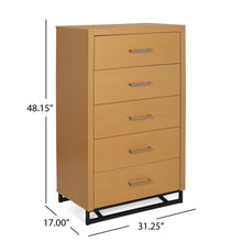 Load image into Gallery viewer, Glimmering Chest With 5 Drawers And Iron Base - Maple / Black