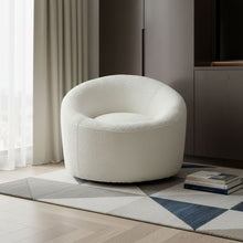Load image into Gallery viewer, Boucle Swivel Lounge Chair - White