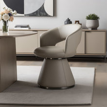 Load image into Gallery viewer, Faux Leather Steel Open Back Swivel Dining Arm Chair - Gray