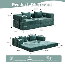 Load image into Gallery viewer, Convertible Floor Sofa Bed With Pillow Back Support Armrest