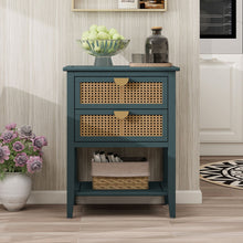 Load image into Gallery viewer, 2 Drawer Side Table, Natural Rattan
