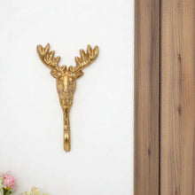 Load image into Gallery viewer, 3" Cast Iron Deer Stag Wall Hook - Gold