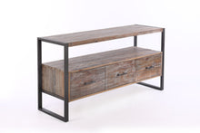 Load image into Gallery viewer, Reclaimed Wood Media TV Console Table With 3 Drarwer, Open Shelf - Antique Gray