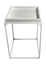 Load image into Gallery viewer, 29" Solid Wood And Iron Square Tray Style End Table - White