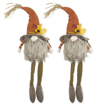 Load image into Gallery viewer, Sitting Gnome With Maple Leaf On Hat, For Holiday Harvest Festival Fall Festival & Thanksgiving Table Decorations (Set of 2) - Orange Multi