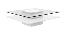 Load image into Gallery viewer, Glass Square Coffee Table With Shelf - White And Clear