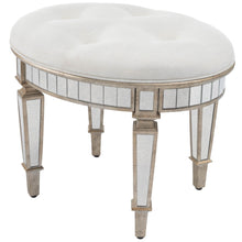Load image into Gallery viewer, Linen Metallic Round Ottoman - Silver / Cream