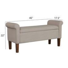 Load image into Gallery viewer, Upholstered Storage Bench With Rolled Armrests - Beige
