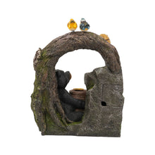 Load image into Gallery viewer, Decorative Two Tiered Water Fountain With Woodland Animal Design, Outdoor Fountain With Light And Pump - Dark Gray