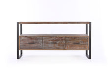 Load image into Gallery viewer, Reclaimed Wood Media TV Console Table With 3 Drarwer, Open Shelf - Antique Gray