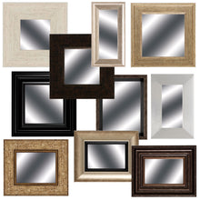 Load image into Gallery viewer, Square And Rectangle Framed Mirror (Set of 10) - Brown / White