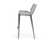 Load image into Gallery viewer, Faux Leather And Steel Low Back Bar Height Bar Chairs (Set of 2) - Gray And Silver