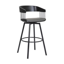 Load image into Gallery viewer, Faux Leather With Metal Swivel Counter Height Bar Chair - Gray And Black