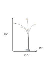 Load image into Gallery viewer, Steel Five Light Tree Floor Lamp With Glass Dome Shade - Silver / White