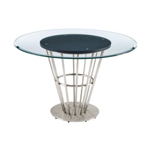 Load image into Gallery viewer, 48" Glass And Stainless Steel Pedestal Base Round Top Dining Room Table - Brown