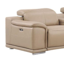 Load image into Gallery viewer, Leather Modular L-Shaped Eight Piece Corner Sectional With Console - Beige