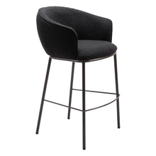 Load image into Gallery viewer, 30" Shearling And Steel Bar Height Bar Chair - Black / Bronze