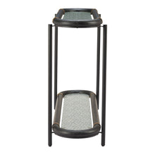 Load image into Gallery viewer, Glass Solid Wood Oval Console Table With Shelf - Clear / Black
