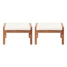 Load image into Gallery viewer, Acacia Wood Outdoor Ottomans With Cushion, (Set of 2)