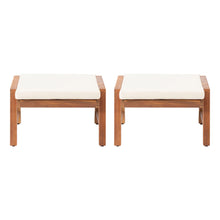 Load image into Gallery viewer, Acacia Wood Outdoor Ottomans With Cushion, (Set of 2)