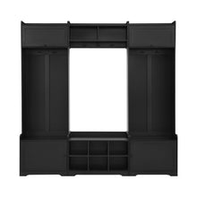 Load image into Gallery viewer, Wide Hall Tree With Shoe Storage, 4 In 1 Entryway Bench With 8 Cubbies, 7 Coat Hooks & Adjustable Shelf For Hallway - Black