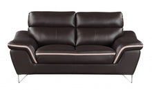 Load image into Gallery viewer, Love Seat Faux Leather - Silver / Brown