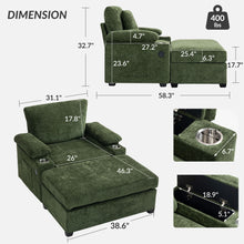 Load image into Gallery viewer, Modern Oversized Chair With Ottoman, Cupholders And USB Charging Ports